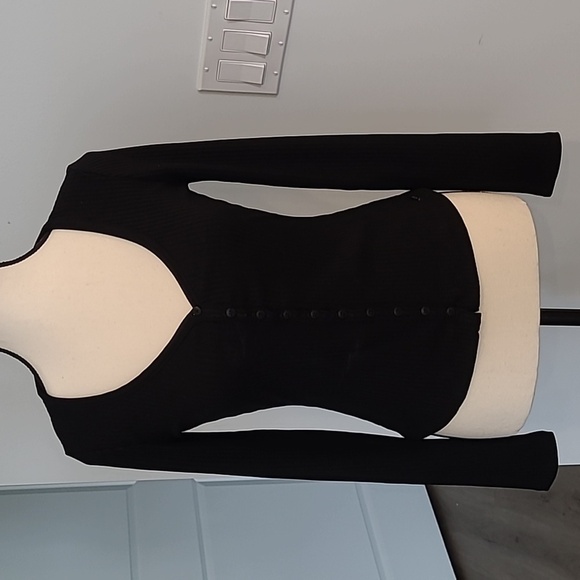 Guess Tops - Guess Size S Black Raylynn Rib Henley Top